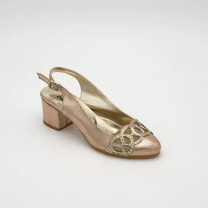 777 EMN Abiye Bayan Ayakkabı Altın Yaldız 6cm