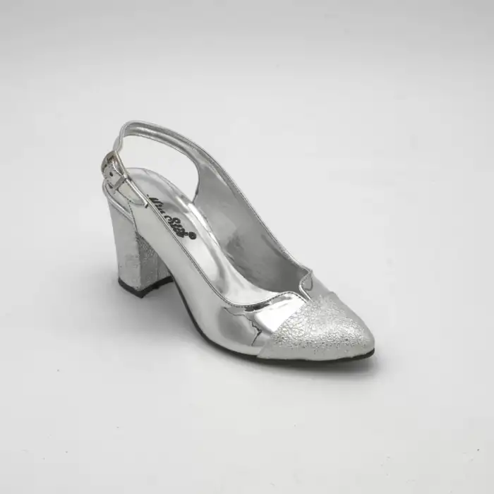 779 EMN Abiye Bayan Ayakkabı Gümüş Ayna 8cm