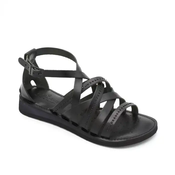 239 CRM Hakiki Deri Bayan Sandalet Siyah