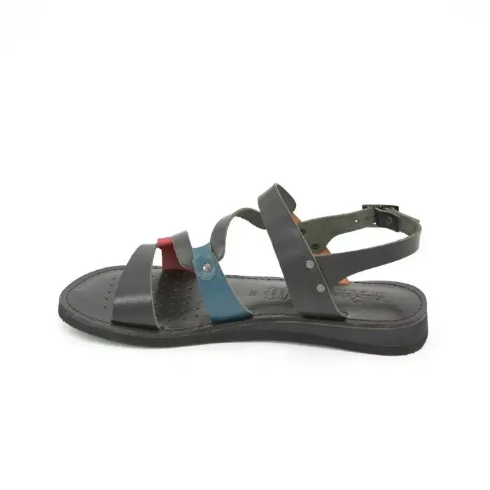 84 CRM Hakiki Deri Bayan Sandalet Multi