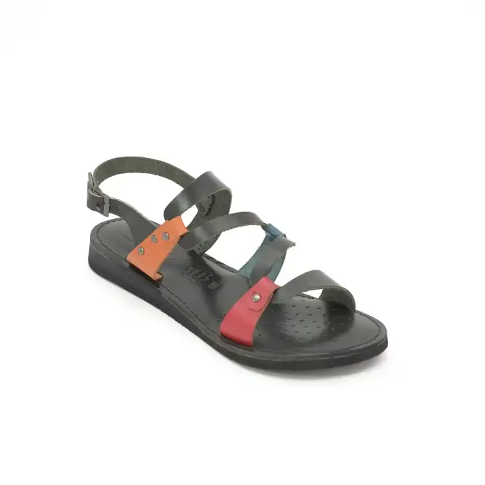 84 CRM Hakiki Deri Bayan Sandalet Multi