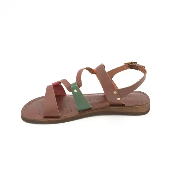 84 CRM Hakiki Deri Bayan Sandalet Kahve