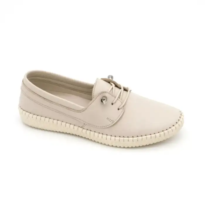 7351 Pepita Hakiki Deri Comford Bayan Ayakkabı Bej