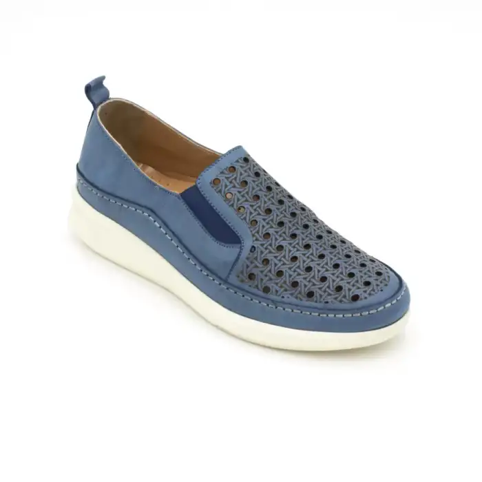 216 ERK Hakiki Deri Günlük Bayan Ayakkabı Mavi