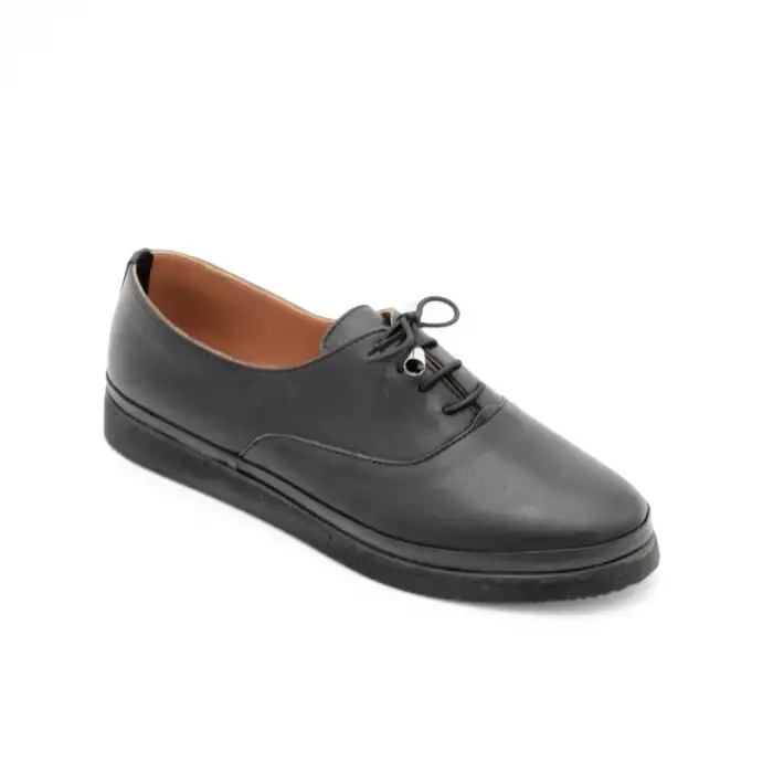 093 YVZ Hakiki Deri Bayan Ayakkabı Siyah