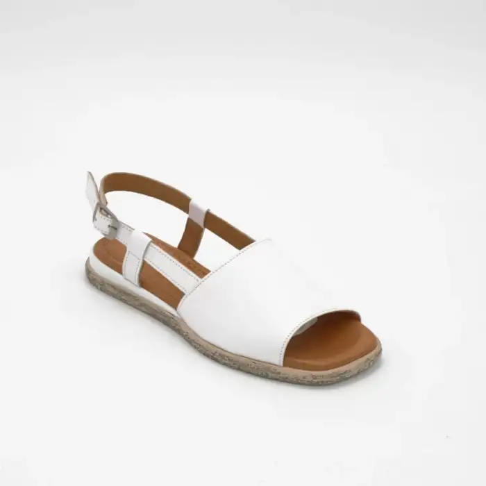717 BLL Hakiki Deri Bayan Sandalet Beyaz