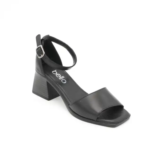 454 BLL Hakiki Deri Bayan Sandalet Siyah