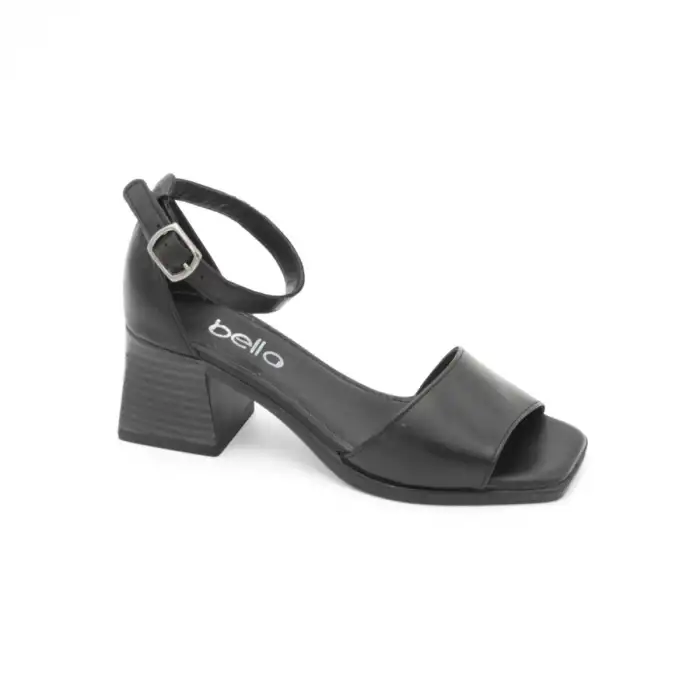 454 BLL Hakiki Deri Bayan Sandalet Siyah