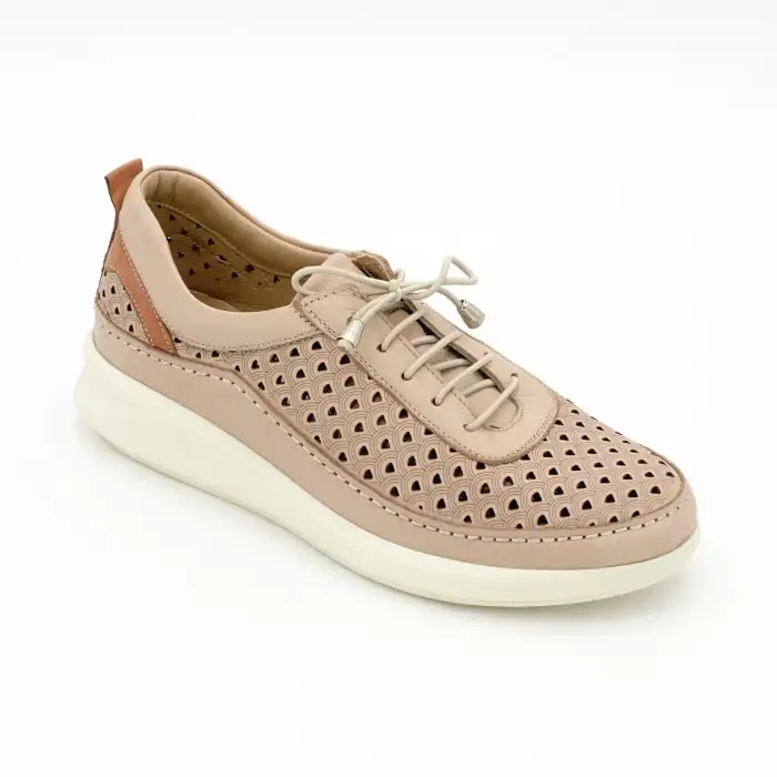 218 ERK Hakiki Deri Günlük Bayan Ayakkabı Bej