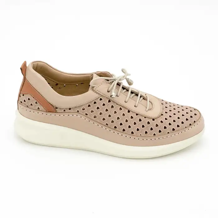 218 ERK Hakiki Deri Günlük Bayan Ayakkabı Bej