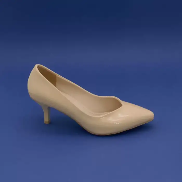 96 EST Klasik Bayan Ayakkabı Stiletto Ten Kırışık Rugan