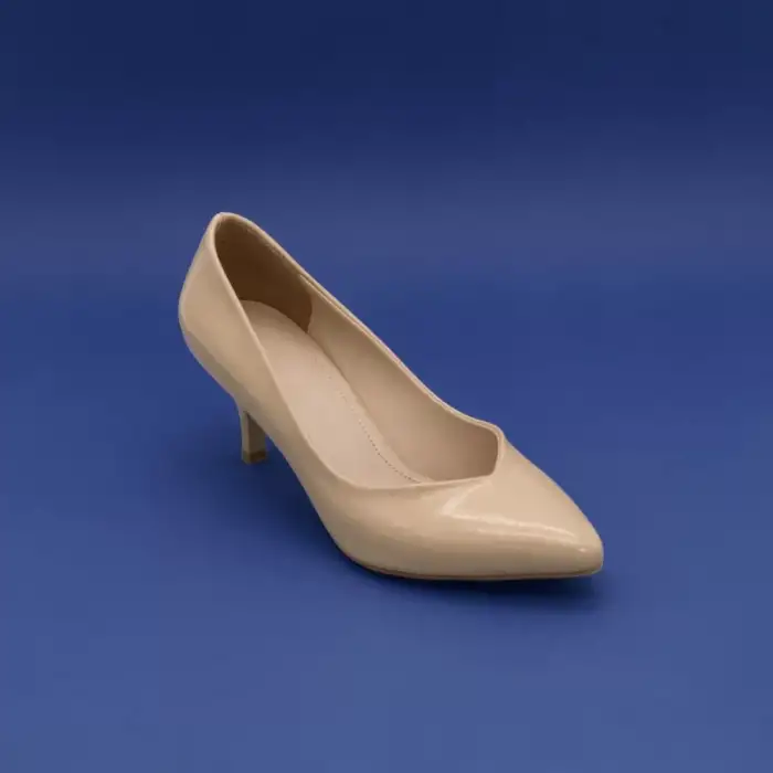 96 EST Klasik Bayan Ayakkabı Stiletto Ten Kırışık Rugan