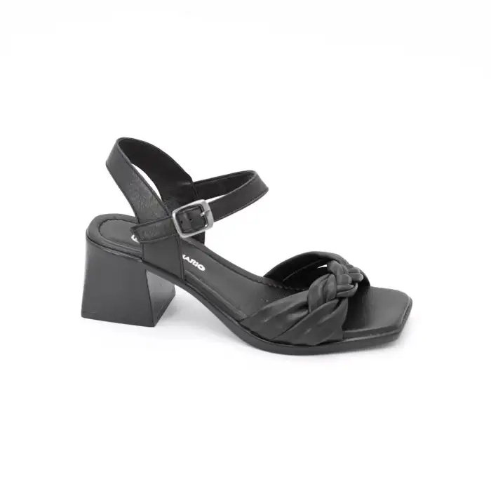 19001 PKR Hakiki Deri Bayan Sandalet Siyah