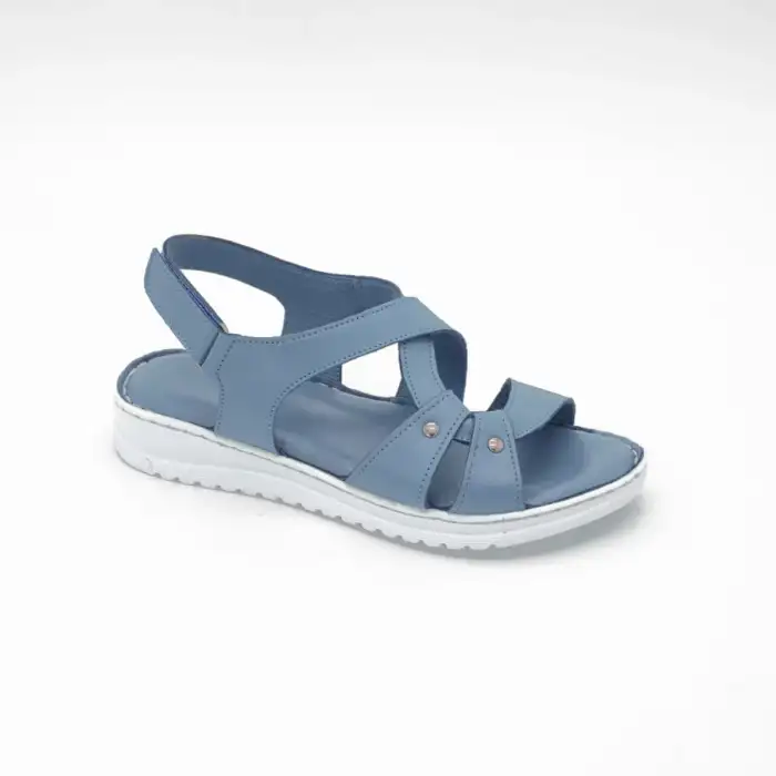 208 ASY Hakiki Deri Bayan Sandalet Mavi