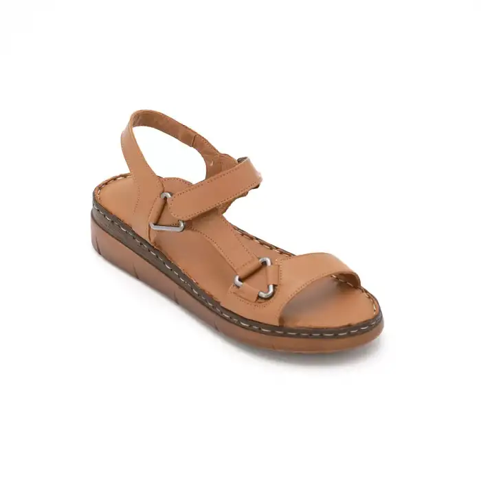 607 ASY Hakiki Deri Bayan Sandalet Taba