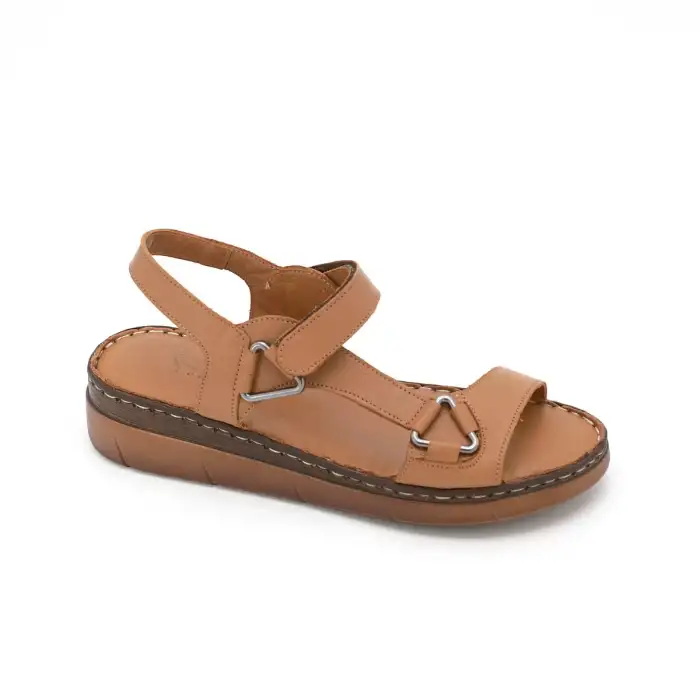 607 ASY Hakiki Deri Bayan Sandalet Taba