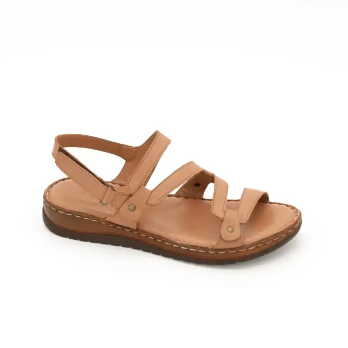 612 ASY Hakiki Deri Bayan Sandalet Taba