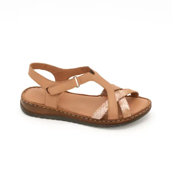 703 ASY Hakiki Deri Bayan Sandalet Taba