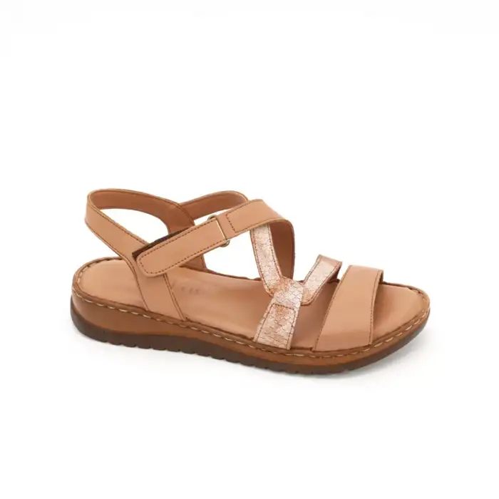 732 ASY Hakiki Deri Bayan Sandalet Taba