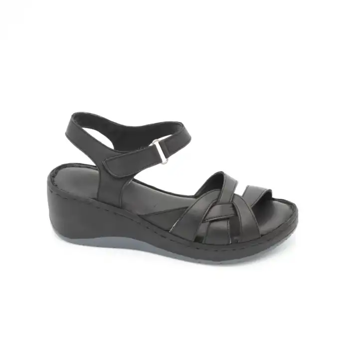 246 ASY Hakiki Deri Bayan Sandalet Siyah