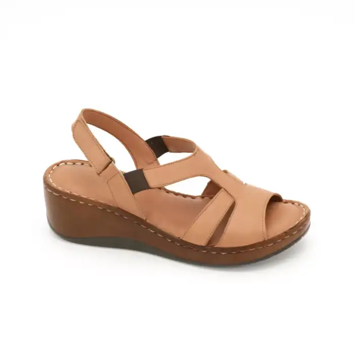 710 ASY Hakiki Deri Bayan Sandalet Taba