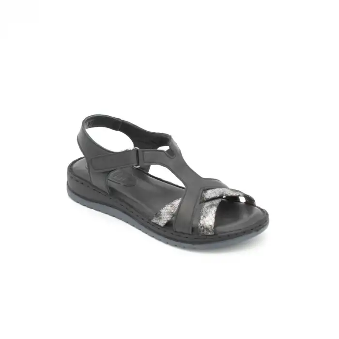 703 ASY Hakiki Deri Bayan Sandalet Siyah