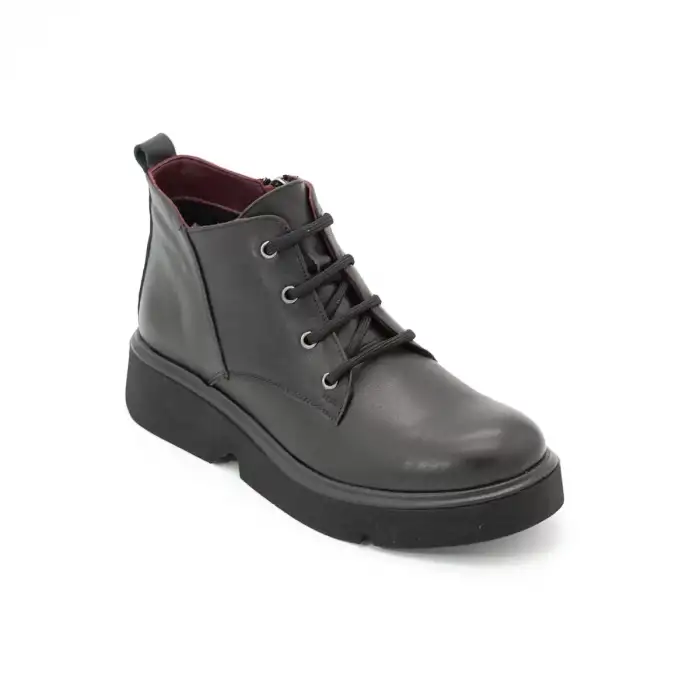 647 Ola Hakiki Deri Bayan Bot Siyah