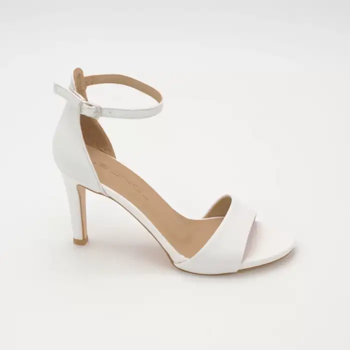 804 BNO Tek Bant Bayan Ayakkabı 8 cm Beyaz