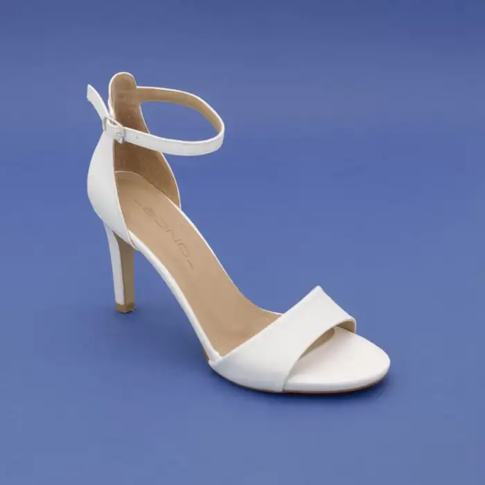 804 BNO Tek Bant Bayan Ayakkabı 8 cm Beyaz