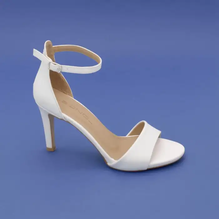 804 BNO Tek Bant Bayan Ayakkabı 8 cm Beyaz