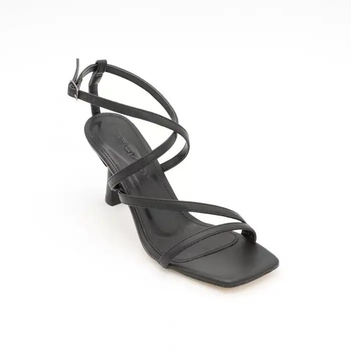 846 BNO Bantlı Bayan Ayakkabı 9 cm Siyah