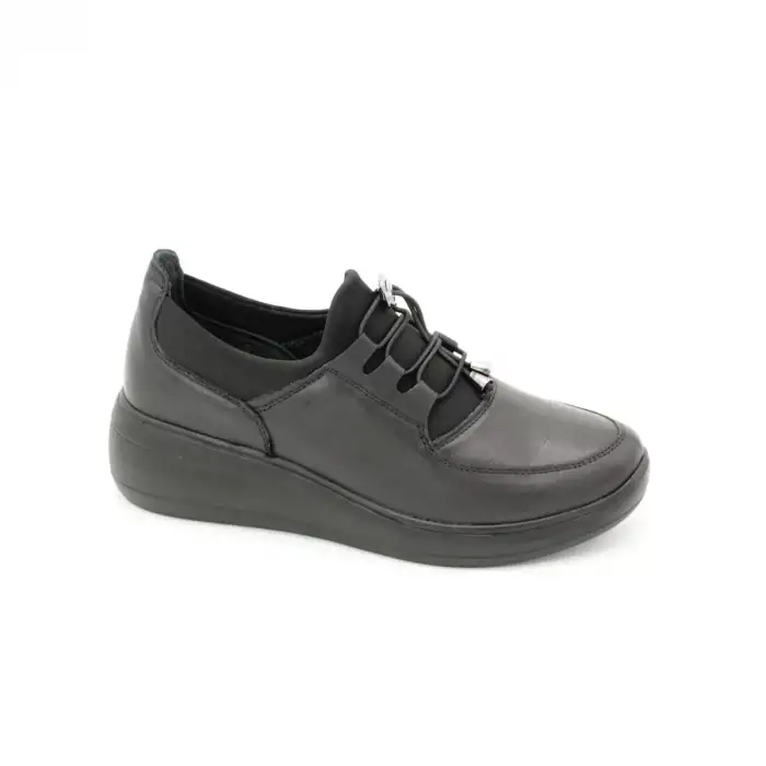 3012 NDR Hakiki Deri Günlük Bayan Ayakkabı Siyah