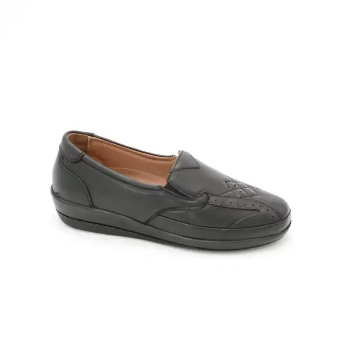 106 PTK Hakiki Deri Comford Bayan Ayakkabı Siyah