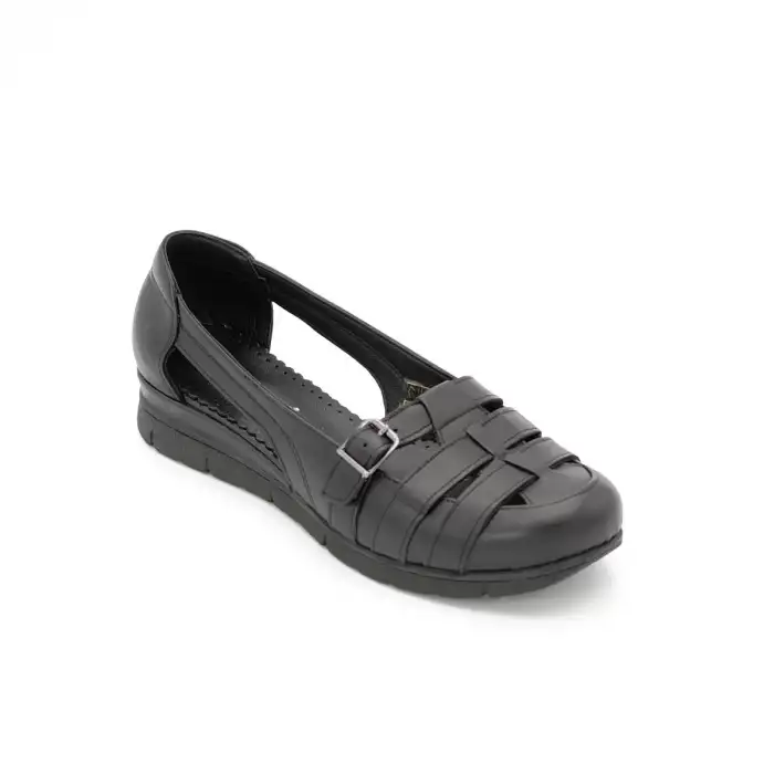 305 HSN Hakiki Deri Yazlık Bayan Ayakkabı Siyah