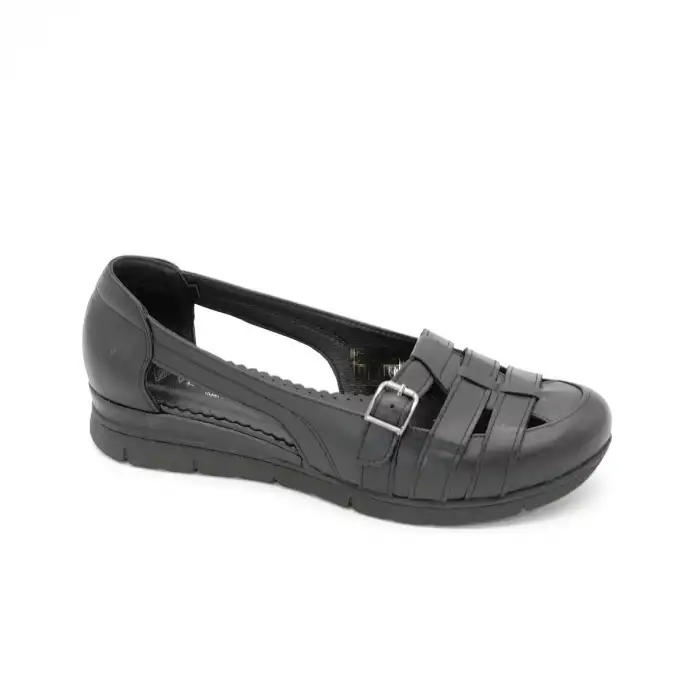 305 HSN Hakiki Deri Yazlık Bayan Ayakkabı Siyah