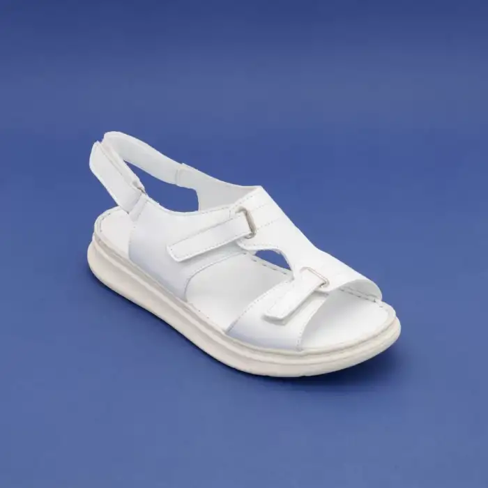 464 HSN Hakiki Deri Bayan Sandalet Beyaz