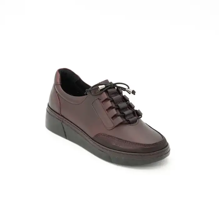 8000 GLA Hakiki Deri Günlük Bayan Ayakkabı Bordo