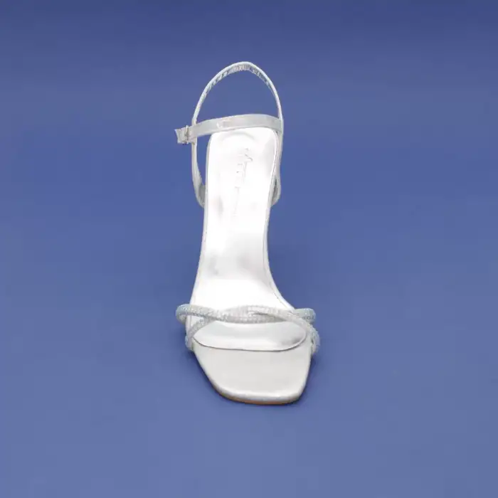 MTT Taşlı Bantlı Bayan Ayakkabı 9 cm Gümüş