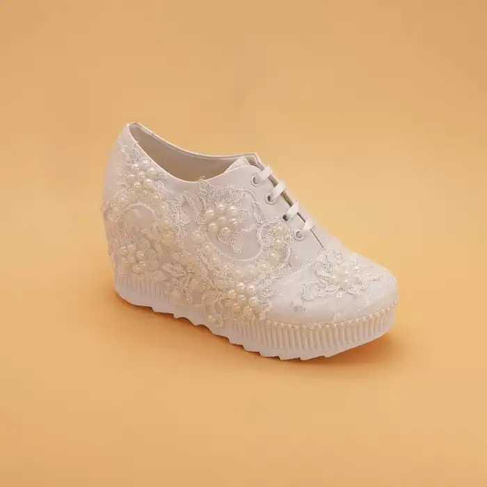 Tank Topuk Gelin Ayakkabısı İnci 7 Cm