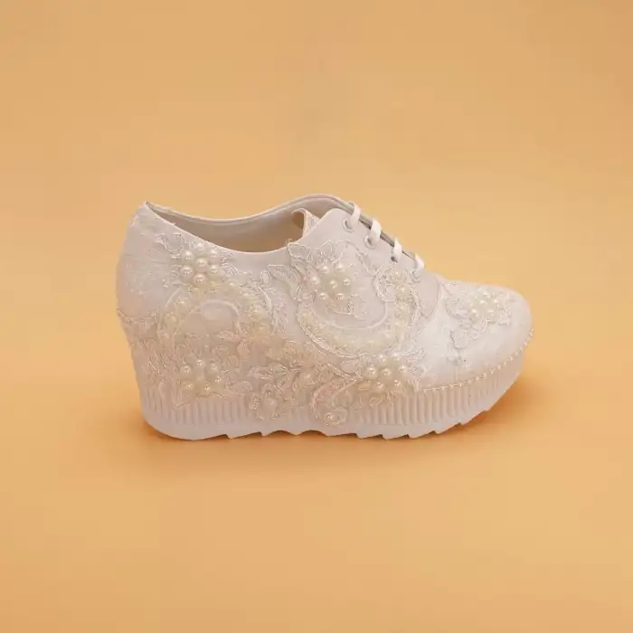 Tank Topuk Gelin Ayakkabısı İnci 7 Cm