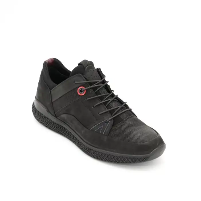 5362 Pepita Hakiki Deri Kışlık Erkek Ayakkabı Siyah Nubuk