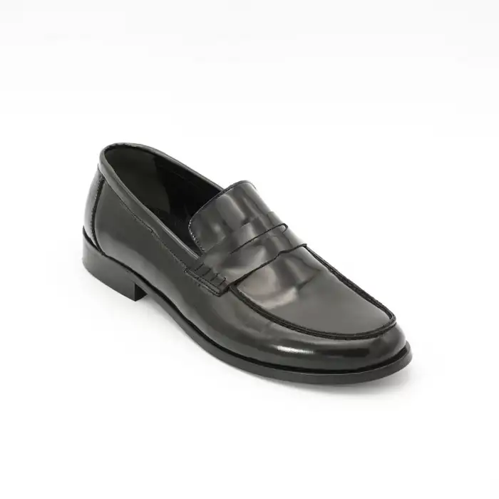 YKT Hakiki Deri Neolit Taban Loafer Siyah Açma