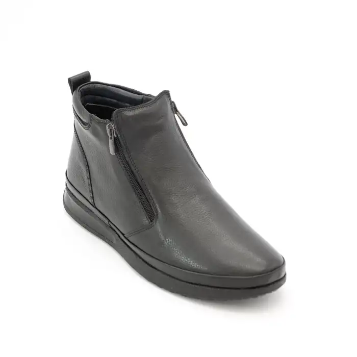 SLR 05 Hakiki Deri Erkek Bot Siyah Çift Fermuarlı