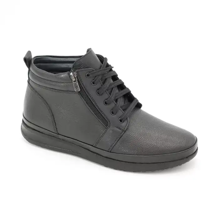 SLR 05 Hakiki Deri Erkek Bot Siyah Bağlı-Fermuarlı