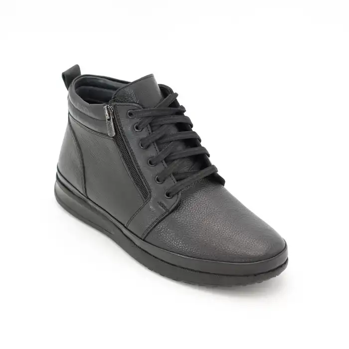 SLR 05 Hakiki Deri Erkek Bot Siyah Bağlı-Fermuarlı