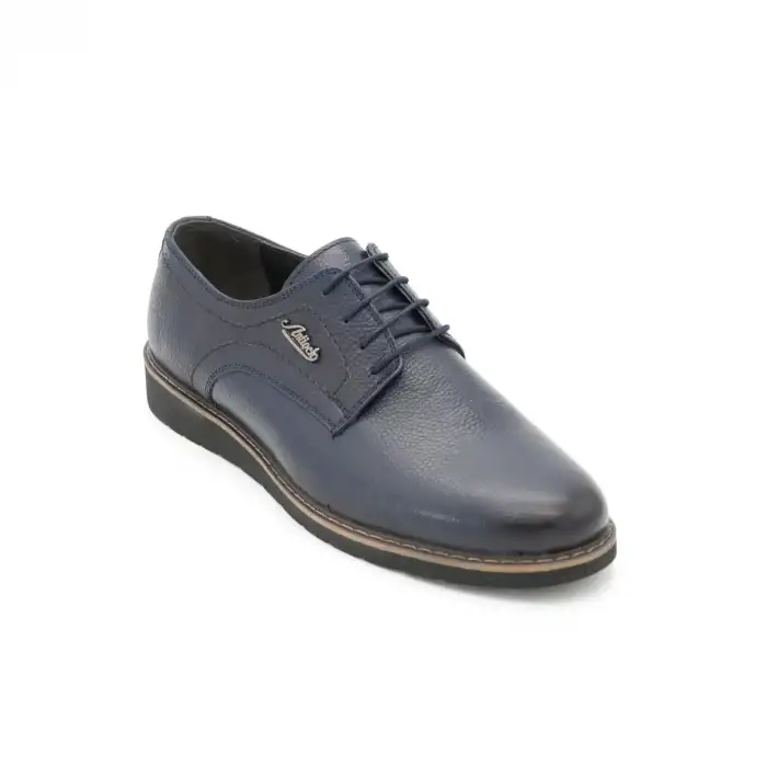 032 ANT Hakiki Deri Erkek Ayakkabı Lacivert Düz