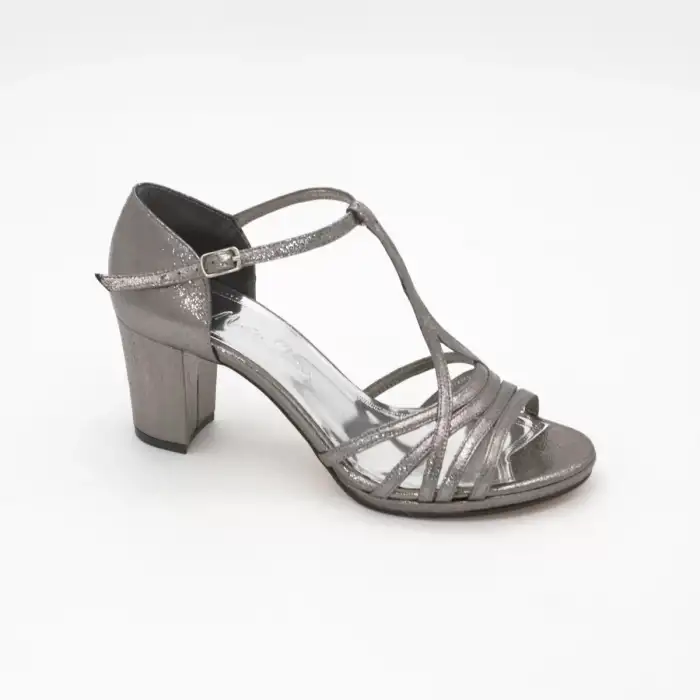 4718 Abiye Bayan Ayakkabı Platin 7 cm