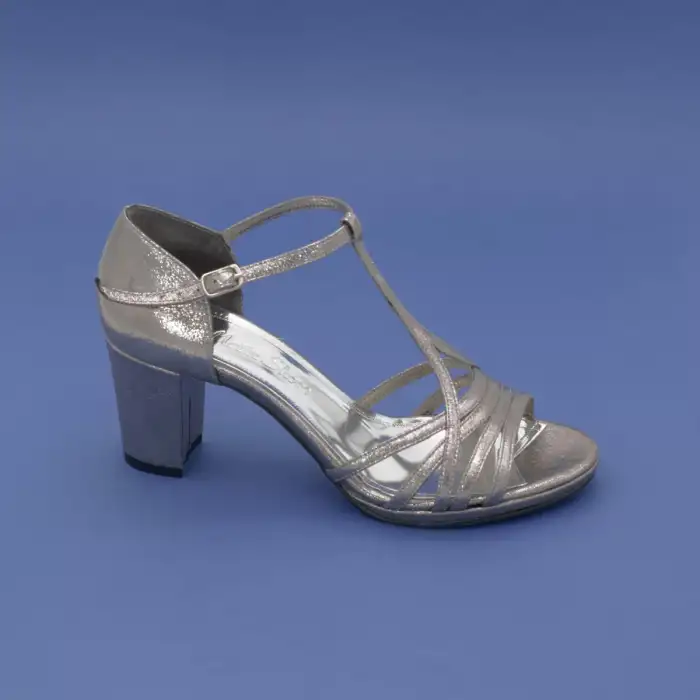 4718 Abiye Bayan Ayakkabı Platin 7 cm