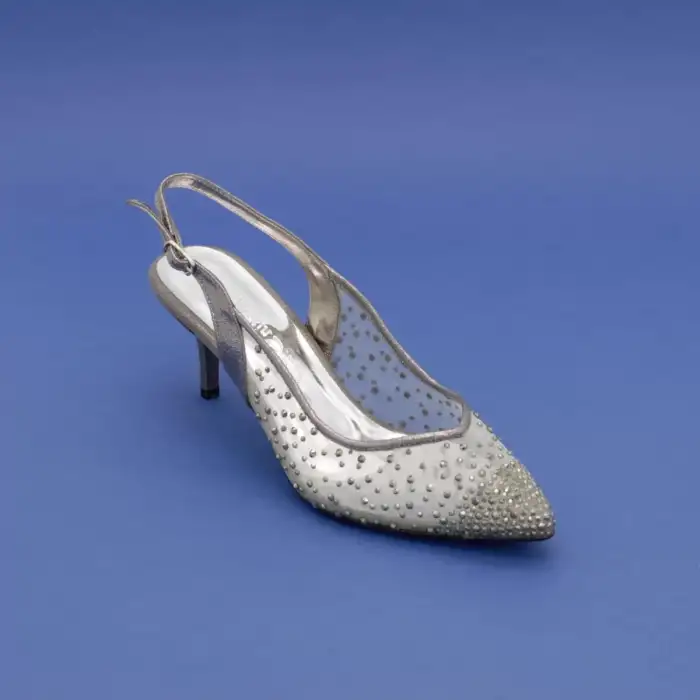 5371 Abiye Bayan Ayakkabı Platin Cinderella 7 cm