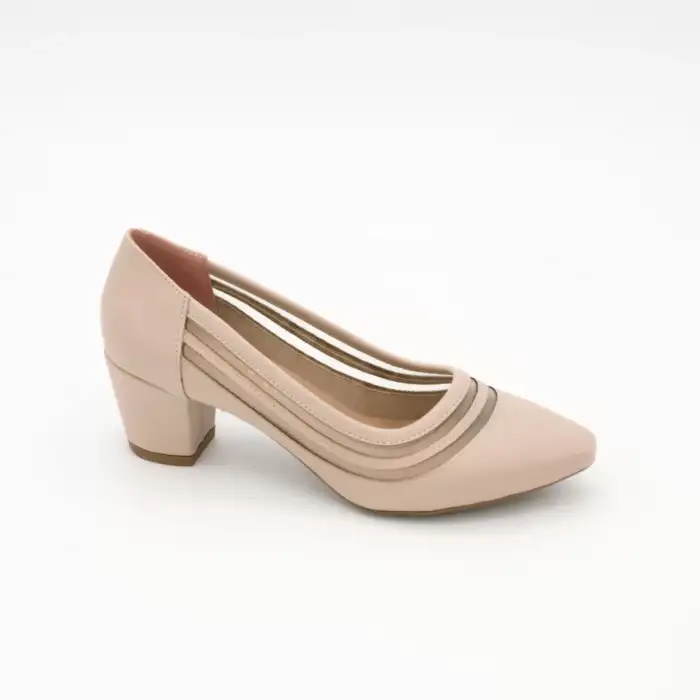 9508 Klasik Bayan Ayakkabı Ten Çizgi